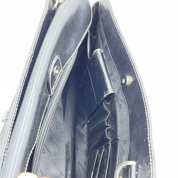 Samsonite Messenger Bag Laptop Case Black Leather Carry On - Picture 9 of 11
